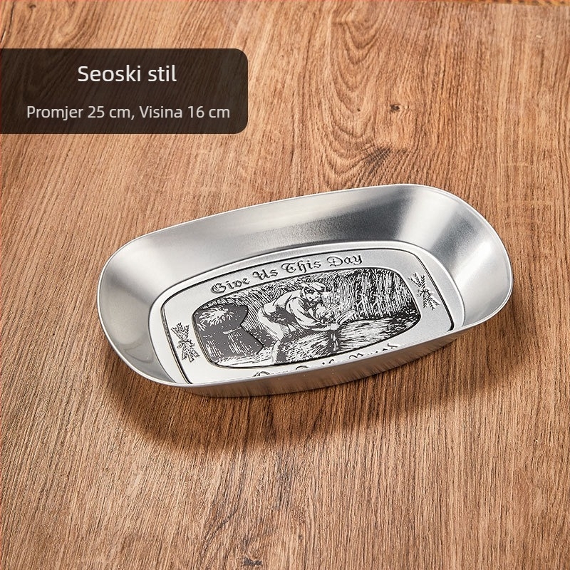Retro metalni tanjur za prženu piletinu i pomfrit, piknički tanjur, kreativan metalni poslužavnik, tanjur za užinu i suho voće, korejskog stila užina
