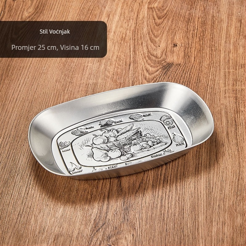 Retro metalni tanjur za prženu piletinu i pomfrit, piknički tanjur, kreativan metalni poslužavnik, tanjur za užinu i suho voće, korejskog stila užina
