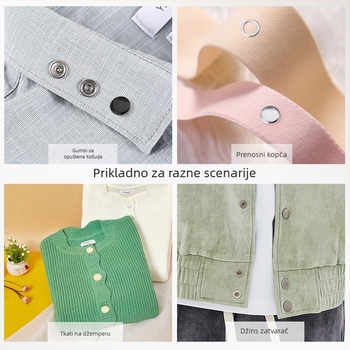 Metalne snap kopče s pet kandži, skrivenog dizajna za odjeću – uključuje alate za ugradnju