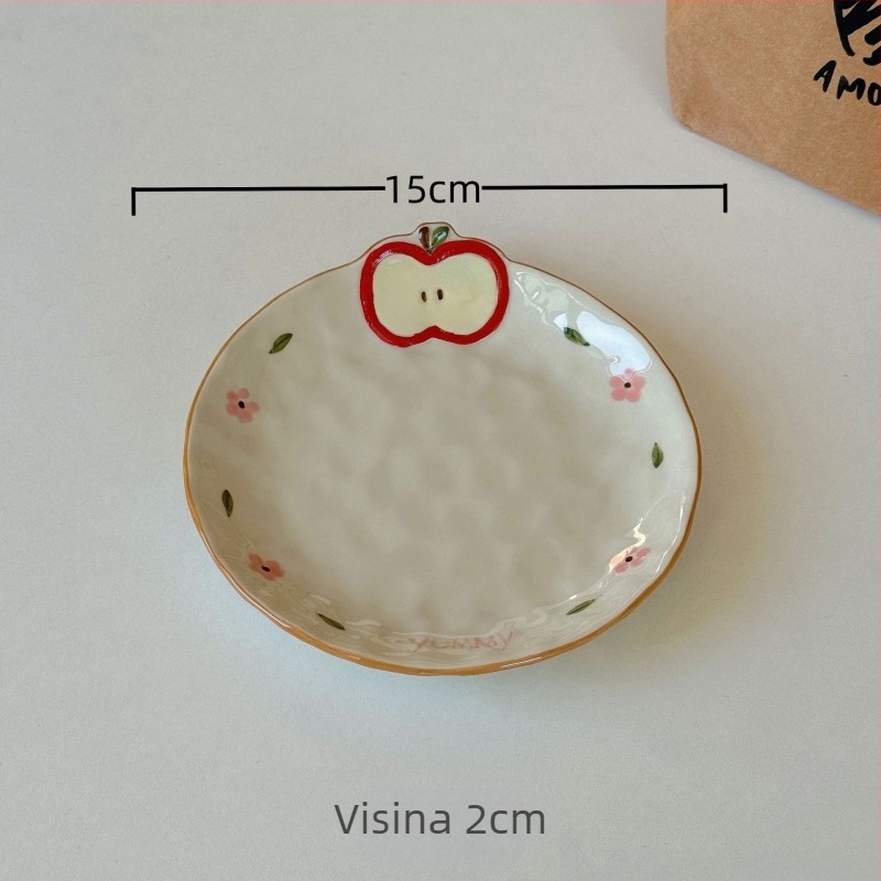 Porcelanski duboki tanjur u Ins stilu, s podglazurnim završnim slojem, okrugli, mikrovalno siguran, tanjur za doručak i desert.
