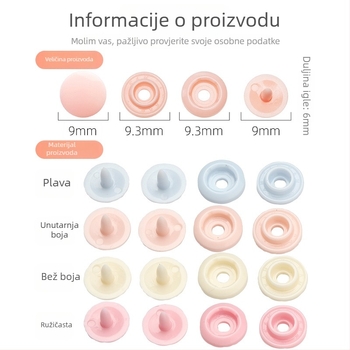 Set smolastih gumba za dječju odjeću — kopča: pritiskanje; materijal: smola; primjena: košulje, ruksaci i odjeća; pakiranje bez marke