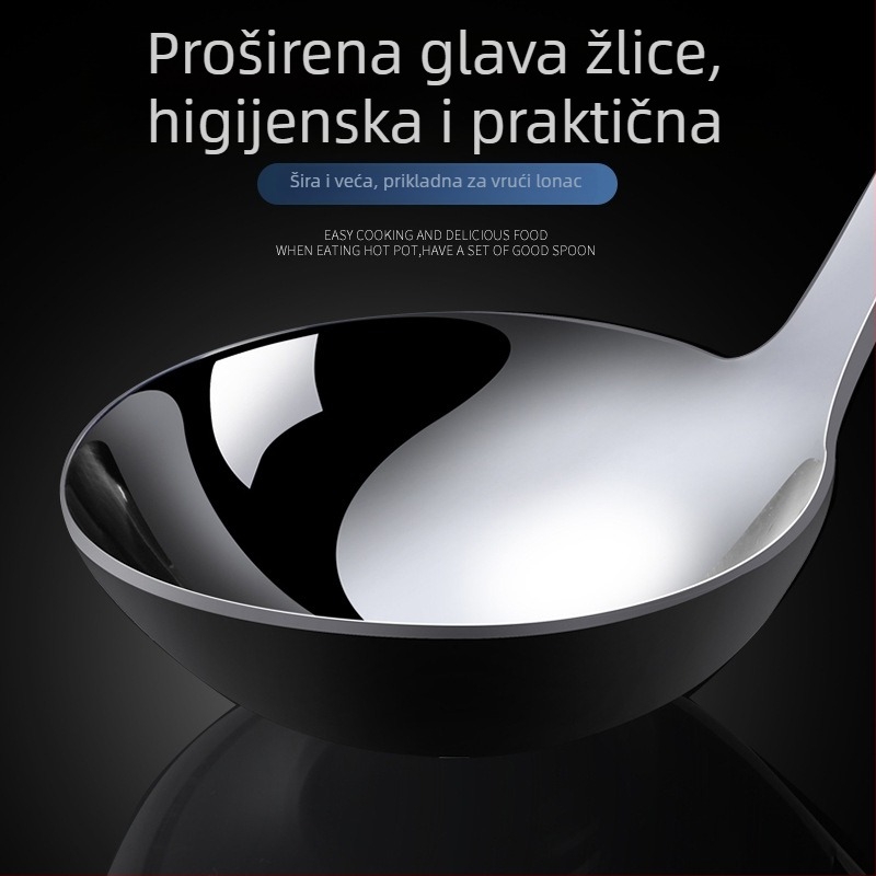 Žlice za juhu od nehrđajućeg čelika s dugom držkom i perforiranom glavom – set