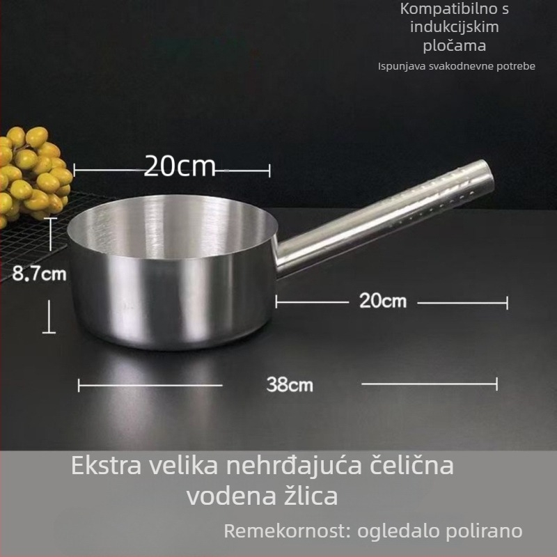 Žlica za vodu od nehrđajućeg čelika 304, ekstra debela, ravno dno, nije magnetična, drška od nehrđajućeg čelika