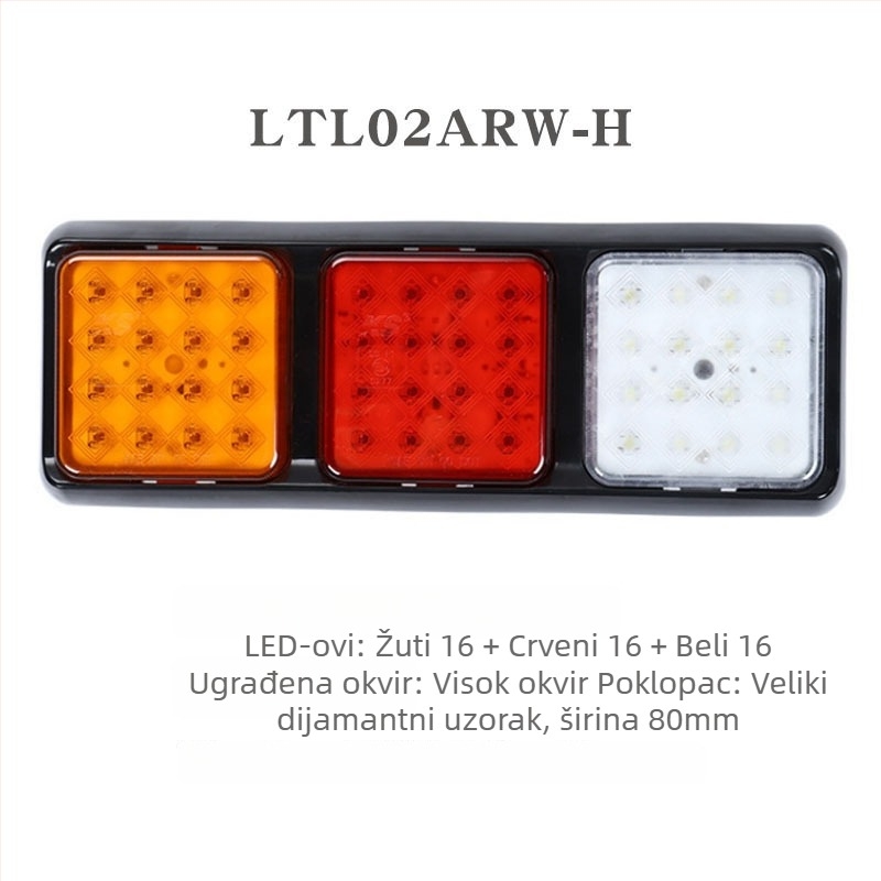 Kombinirana stražnja svjetla za automobile i kamione, kvadratna serija, LED, 12V/24V, PC+ABS