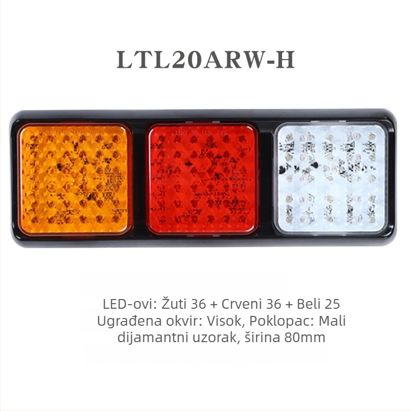 Kombinirana stražnja svjetla za automobile i kamione, kvadratna serija, LED, 12V/24V, PC+ABS