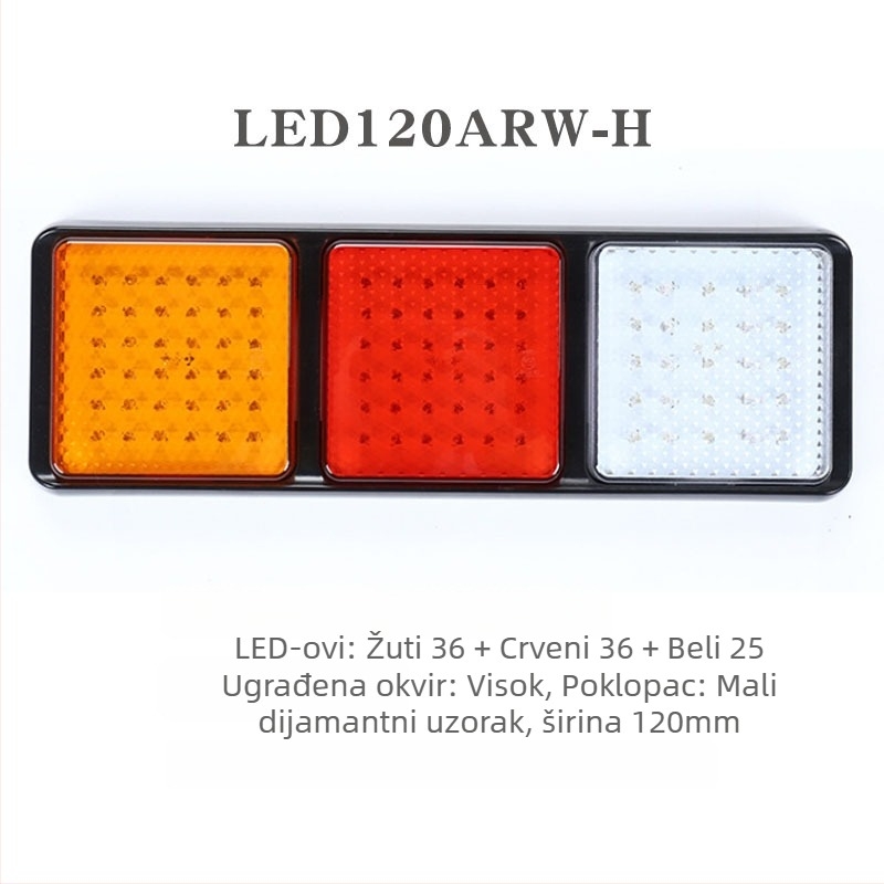 Kombinirana stražnja svjetla za automobile i kamione, kvadratna serija, LED, 12V/24V, PC+ABS