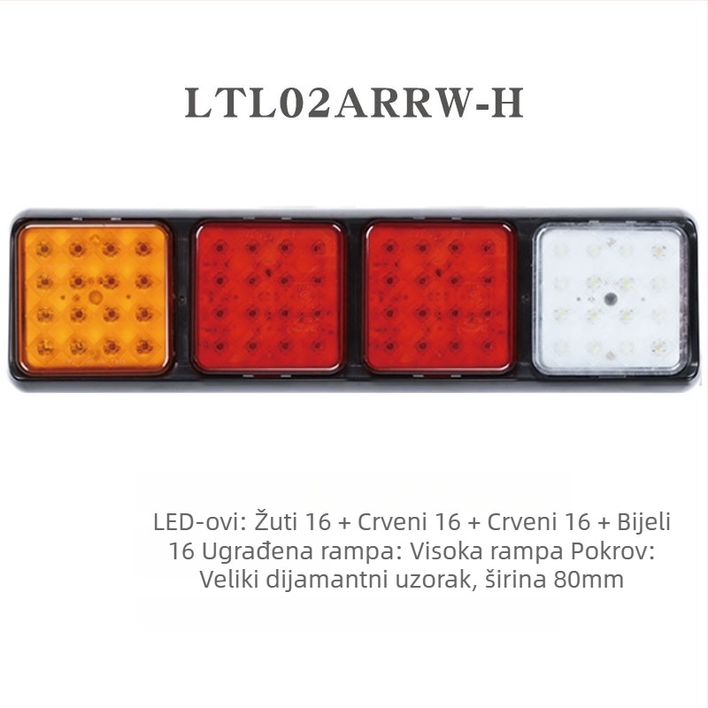 Kombinirana stražnja svjetla za automobile i kamione, kvadratna serija, LED, 12V/24V, PC+ABS