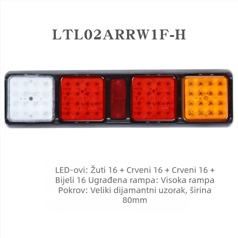 Kombinirana stražnja svjetla za automobile i kamione, kvadratna serija, LED, 12V/24V, PC+ABS