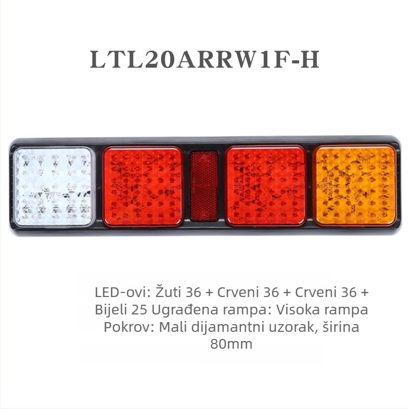 Kombinirana stražnja svjetla za automobile i kamione, kvadratna serija, LED, 12V/24V, PC+ABS