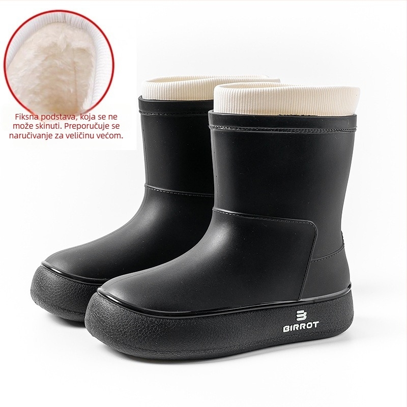 Damske kišne čizme od PVC, do sredine potkoljenice - protuklizne, vodootporne, nizak potpetica 1–3 cm, pull-on sa čvrstim gornjim dijelom, BIRROT