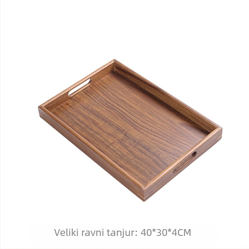 Poslužavnik od bambusa, pravokutni, glazirana površina, novi kineski stil, za čaj i grickalice