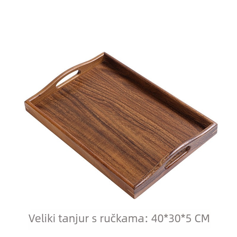 Poslužavnik od bambusa, pravokutni, glazirana površina, novi kineski stil, za čaj i grickalice