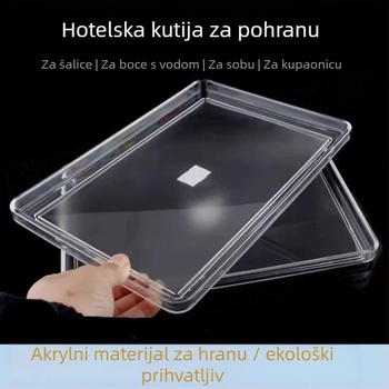 PC plastični pravokutni pladanj za čaj s prozirno matt površinom, anti-drop, pogodan za hotele, restorane i sobe za goste