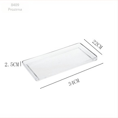 PC plastični pravokutni pladanj za čaj s prozirno matt površinom, anti-drop, pogodan za hotele, restorane i sobe za goste
