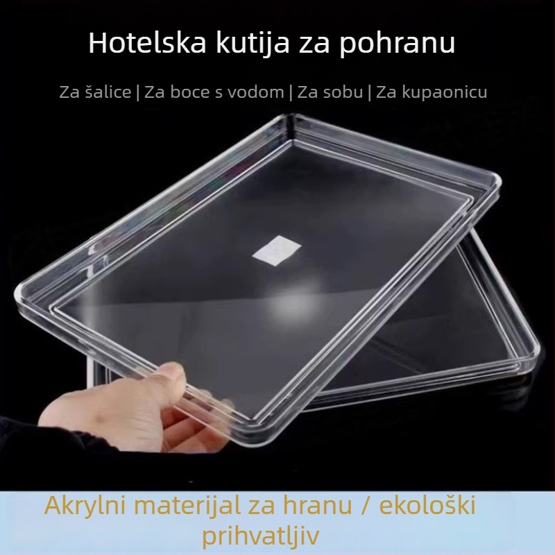 PC plastični pravokutni pladanj za čaj s prozirno matt površinom, anti-drop, pogodan za hotele, restorane i sobe za goste