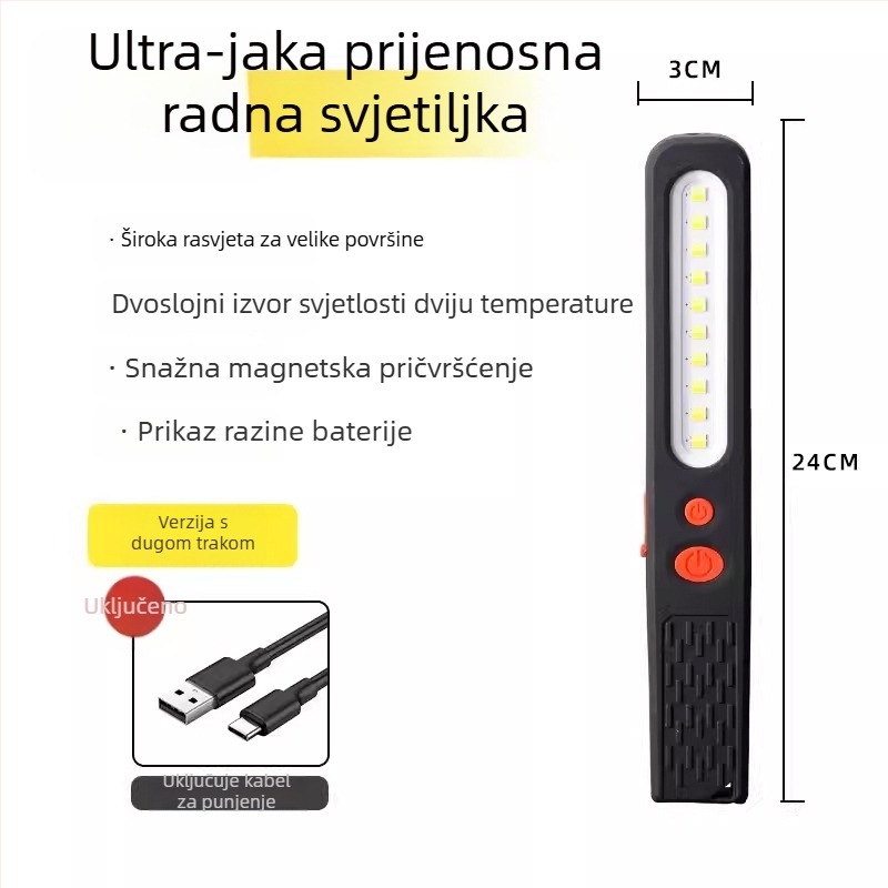 Napajano LED svjetlo za popravak automobila, COB+CPE, 350+ lm, magnetska baza, 4-7 h trajanje osvjetljenja