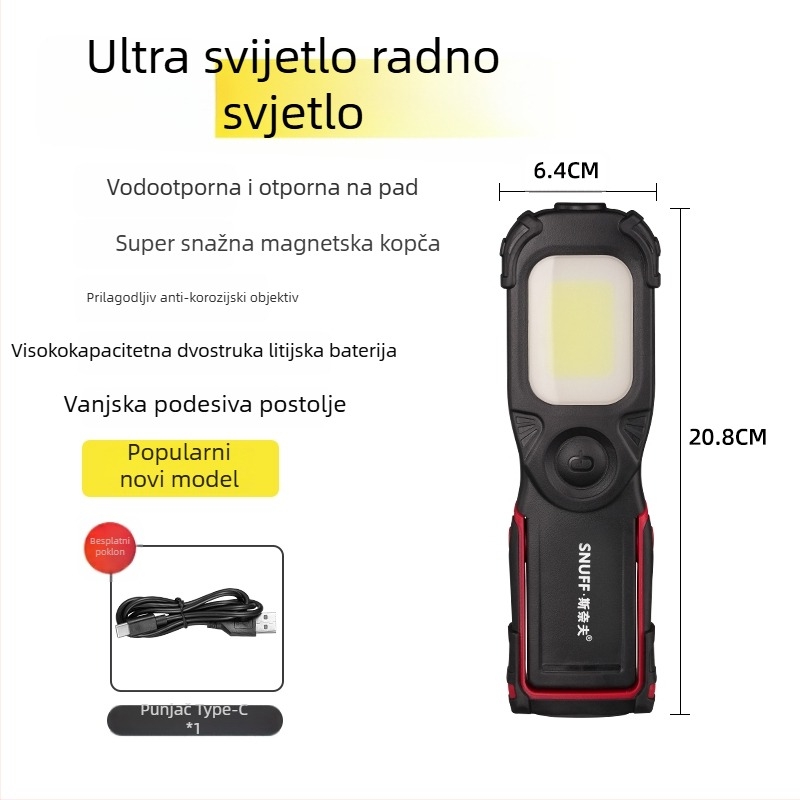 Napajano LED svjetlo za popravak automobila, COB+CPE, 350+ lm, magnetska baza, 4-7 h trajanje osvjetljenja