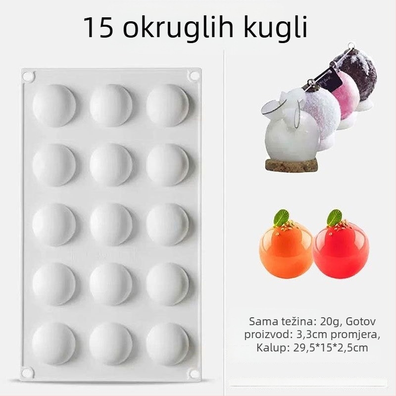Silikonski kalupi za pečenje s različitim kuglastim i polukružnim oblicima – materijal: silikon; kategorija: kalupi za pečenje/torte; stil: moderni minimalistički; pakiranje: pojedinačno