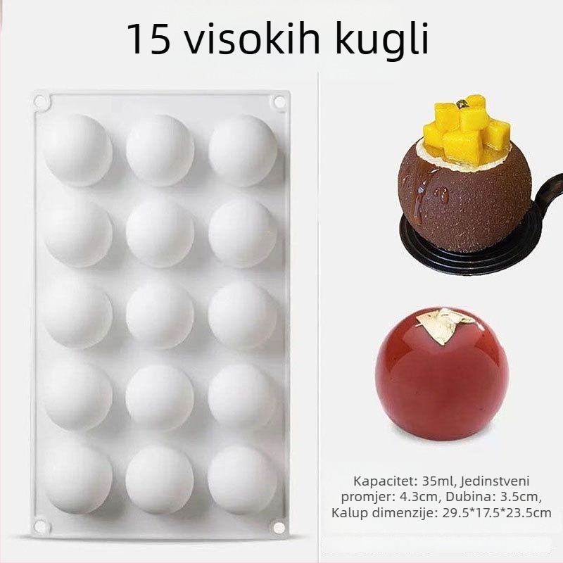 Silikonski kalupi za pečenje s različitim kuglastim i polukružnim oblicima – materijal: silikon; kategorija: kalupi za pečenje/torte; stil: moderni minimalistički; pakiranje: pojedinačno