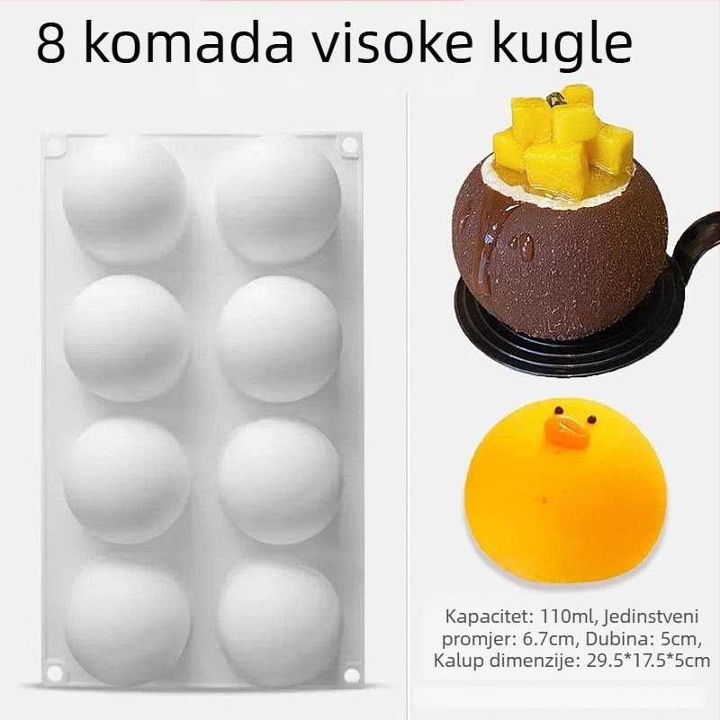 Silikonski kalupi za pečenje s različitim kuglastim i polukružnim oblicima – materijal: silikon; kategorija: kalupi za pečenje/torte; stil: moderni minimalistički; pakiranje: pojedinačno