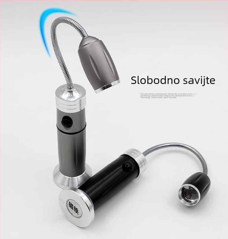 LED radna svjetiljka s fleksibilnom cijevi, Ledora čip, punjiva, podesivi fokus, tijelo od aluminijske legure, ≤100 lm