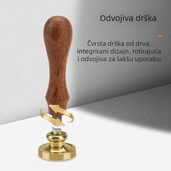 Stroj za toplinsko pečatiranje i zatvaranje folije za termičku redukciju, s drvenom ručkom, bakrenom glavom te četvrtastim ili kružnim voskom žigovima