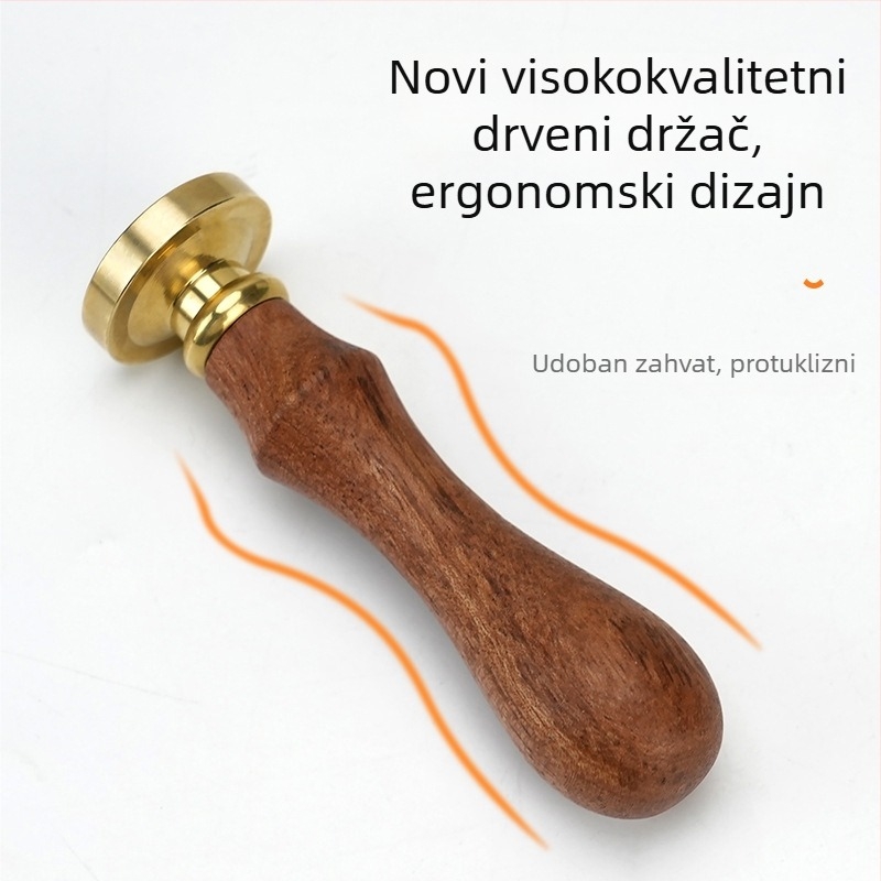 Stroj za toplinsko pečatiranje i zatvaranje folije za termičku redukciju, s drvenom ručkom, bakrenom glavom te četvrtastim ili kružnim voskom žigovima