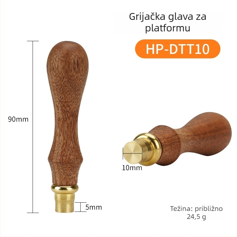Stroj za toplinsko pečatiranje i zatvaranje folije za termičku redukciju, s drvenom ručkom, bakrenom glavom te četvrtastim ili kružnim voskom žigovima