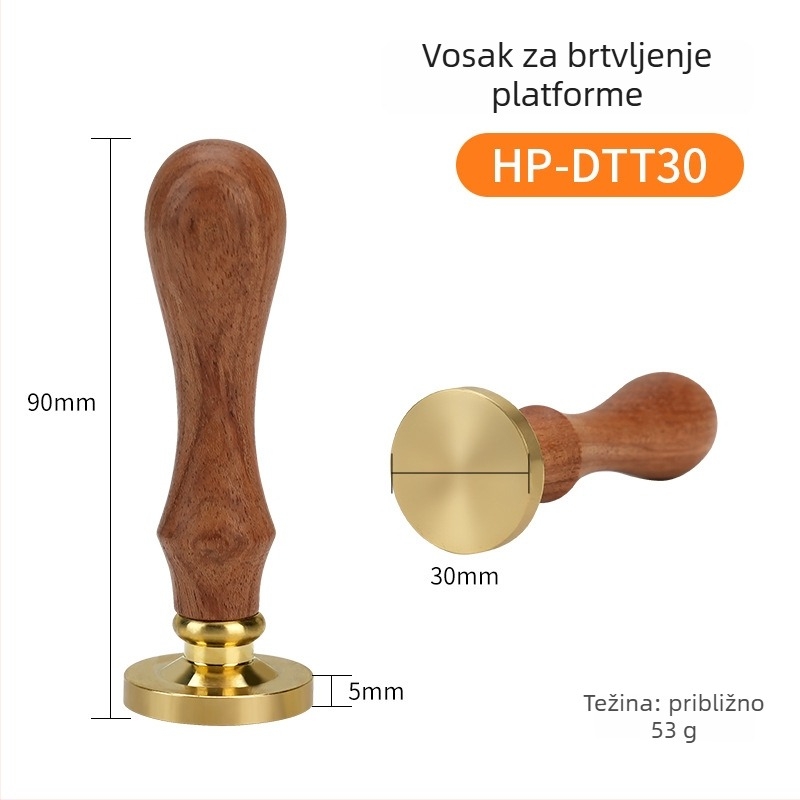Stroj za toplinsko pečatiranje i zatvaranje folije za termičku redukciju, s drvenom ručkom, bakrenom glavom te četvrtastim ili kružnim voskom žigovima