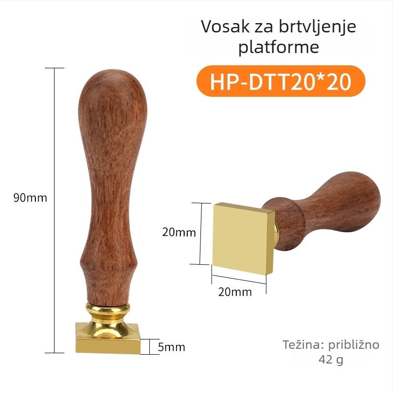 Stroj za toplinsko pečatiranje i zatvaranje folije za termičku redukciju, s drvenom ručkom, bakrenom glavom te četvrtastim ili kružnim voskom žigovima