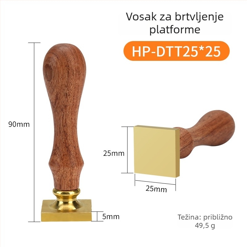 Stroj za toplinsko pečatiranje i zatvaranje folije za termičku redukciju, s drvenom ručkom, bakrenom glavom te četvrtastim ili kružnim voskom žigovima