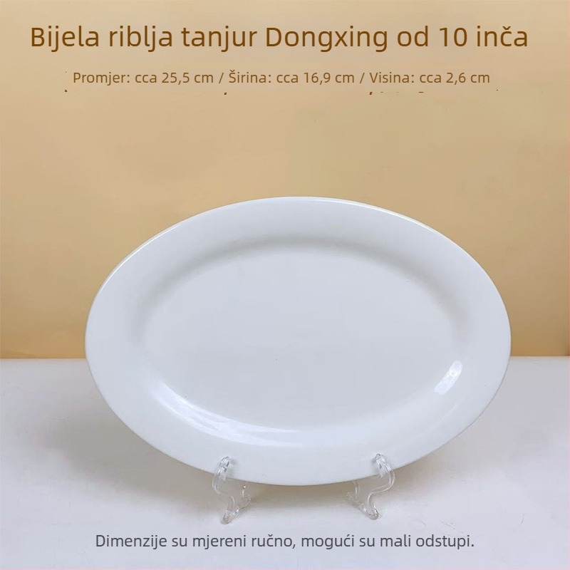 Tanij za ribu, keramika, ovalni oblik, moderan minimalistički stil, dekor pod glazurom