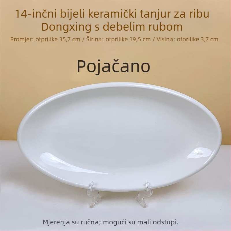 Tanij za ribu, keramika, ovalni oblik, moderan minimalistički stil, dekor pod glazurom