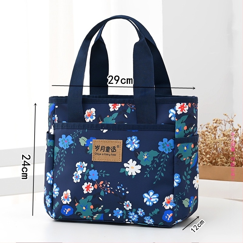 Unisex casual torba za svakodnevnu upotrebu, svilenkasti cvjetni materijal, podstava Oxford, vodoravna kvadratna forma, skriveni džep sa zatvaračem