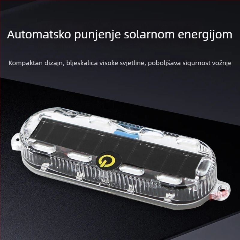 Solarno upozoravajuće strob svjetlo za automobile i kamione – vodootporno, model Small oval solar strobe light, napon 3.7V, snaga 3W, materijal PC LED solar