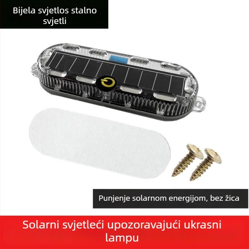 Solarno upozoravajuće strob svjetlo za automobile i kamione – vodootporno, model Small oval solar strobe light, napon 3.7V, snaga 3W, materijal PC LED solar