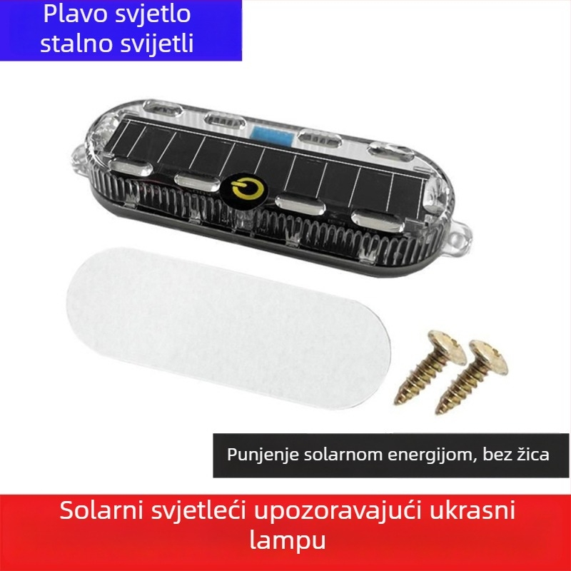 Solarno upozoravajuće strob svjetlo za automobile i kamione – vodootporno, model Small oval solar strobe light, napon 3.7V, snaga 3W, materijal PC LED solar