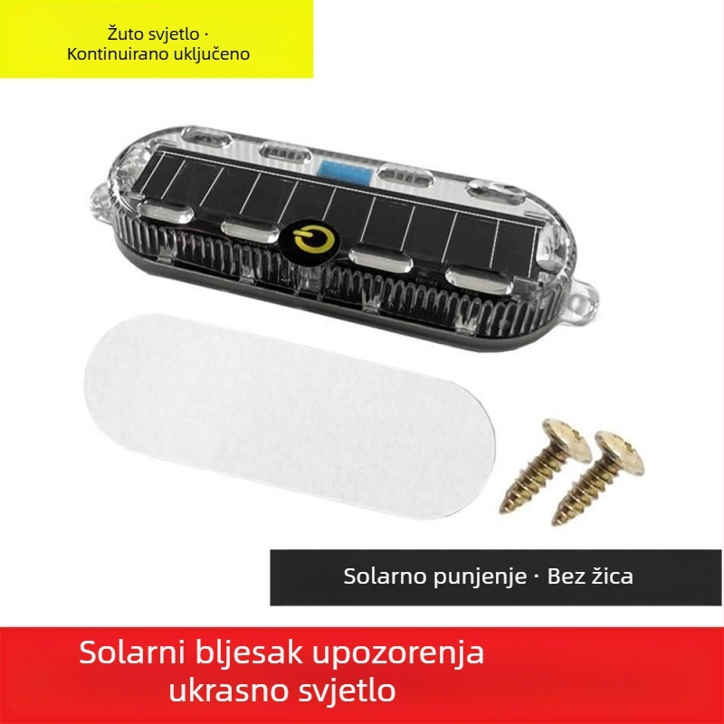 Solarno upozoravajuće strob svjetlo za automobile i kamione – vodootporno, model Small oval solar strobe light, napon 3.7V, snaga 3W, materijal PC LED solar