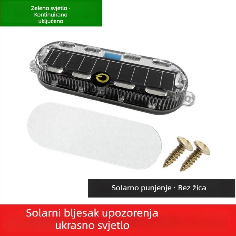 Solarno upozoravajuće strob svjetlo za automobile i kamione – vodootporno, model Small oval solar strobe light, napon 3.7V, snaga 3W, materijal PC LED solar