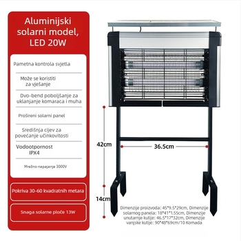 Solarna vanjska lampa za ubijanje komaraca - LED, 220V, 20W, CE certificirano, prilagodba dostupna (LED; 220V; 20W; CE)