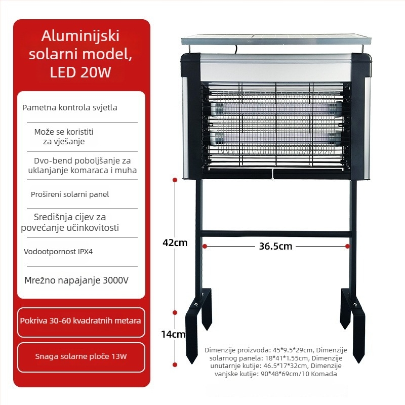 Solarna vanjska lampa za ubijanje komaraca - LED, 220V, 20W, CE certificirano, prilagodba dostupna (LED; 220V; 20W; CE)