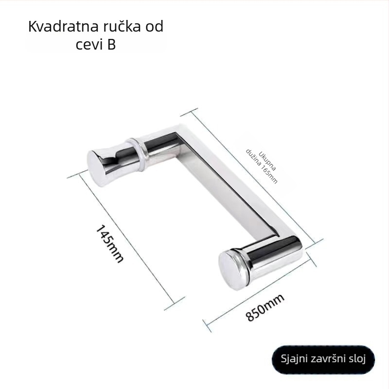 Drška za vrata tuš-kabine s lukom, za staklena vrata, nehrđajući čelik, model HST145, sjajan elektroplatirani završetak