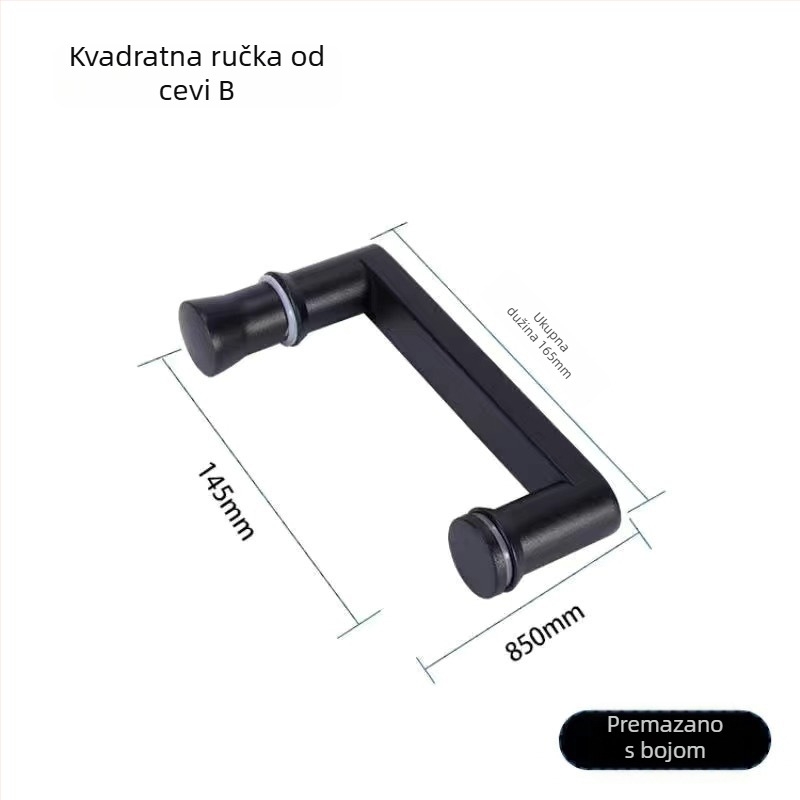 Drška za vrata tuš-kabine s lukom, za staklena vrata, nehrđajući čelik, model HST145, sjajan elektroplatirani završetak