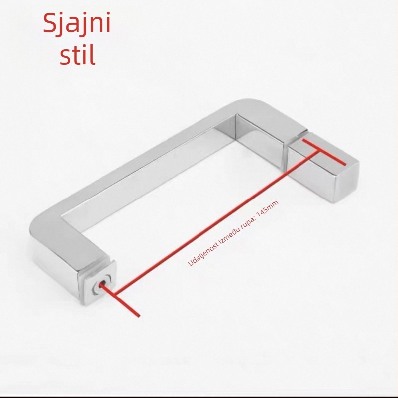 Drška za vrata tuš-kabine s lukom, za staklena vrata, nehrđajući čelik, model HST145, sjajan elektroplatirani završetak