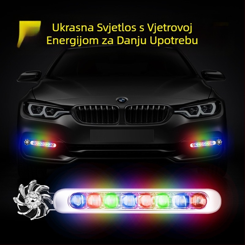 Vjetrom pogonjene LED dnevne svjetiljke za auto, bez žica, dekorativne prednje rešetke