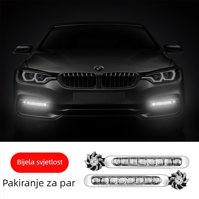 Vjetrom pogonjene LED dnevne svjetiljke za auto, bez žica, dekorativne prednje rešetke