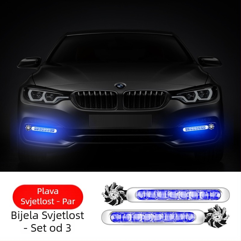 Vjetrom pogonjene LED dnevne svjetiljke za auto, bez žica, dekorativne prednje rešetke