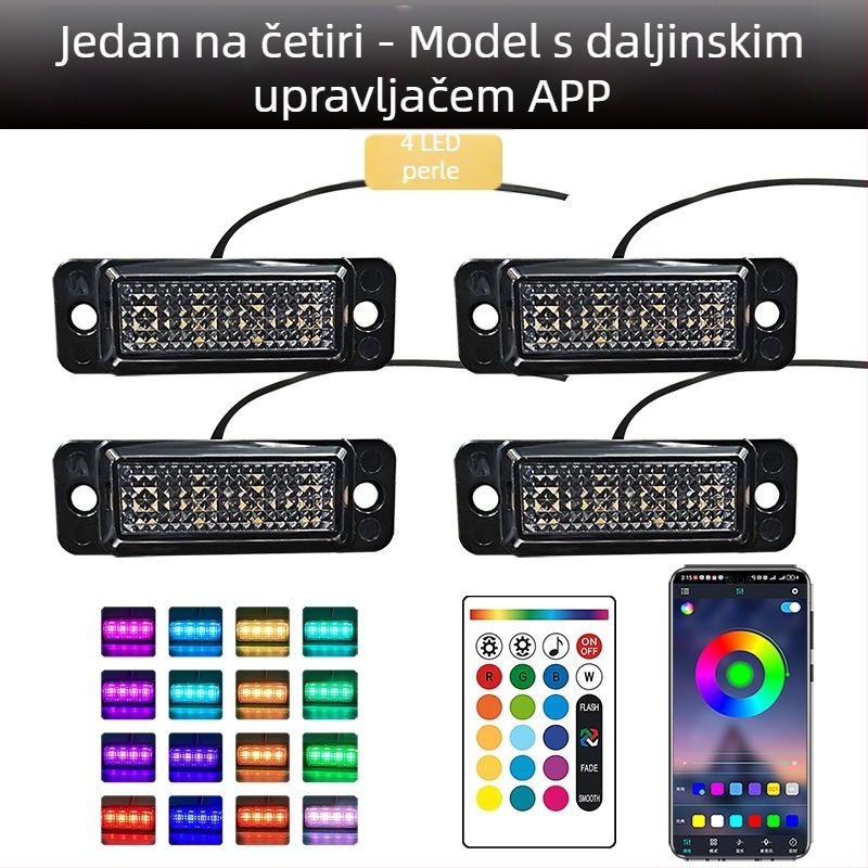 Universalno LED dnevno svjetlo za grillu kamiona s daljinskim upravljanjem putem aplikacije | Materijal: guma | Napon: 12–24V | Model: daljinsko upravljanje aplikacijom | Kompatibilno: 12–24V univerzalno