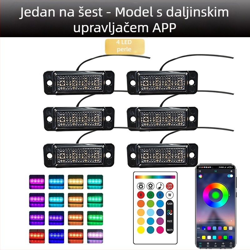 Universalno LED dnevno svjetlo za grillu kamiona s daljinskim upravljanjem putem aplikacije | Materijal: guma | Napon: 12–24V | Model: daljinsko upravljanje aplikacijom | Kompatibilno: 12–24V univerzalno