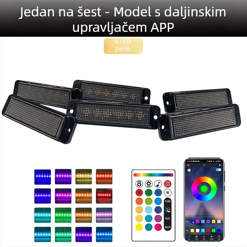 Universalno LED dnevno svjetlo za grillu kamiona s daljinskim upravljanjem putem aplikacije | Materijal: guma | Napon: 12–24V | Model: daljinsko upravljanje aplikacijom | Kompatibilno: 12–24V univerzalno
